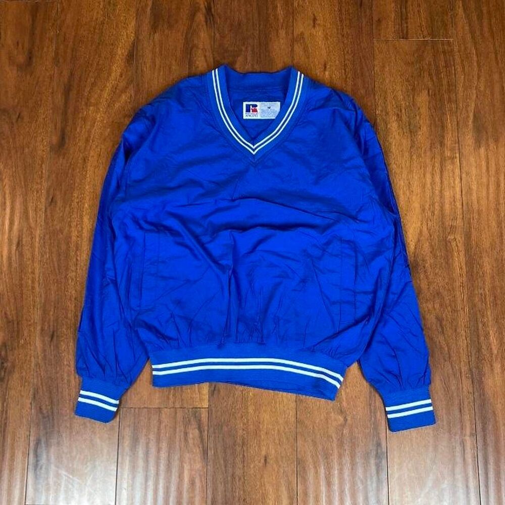 Vintage Russell Athletic Royal Blue V-Neck Windbreaker Size M